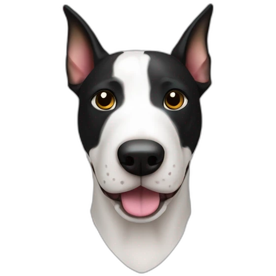 perro bull terrier pirata color blano con un ojo negro emoji