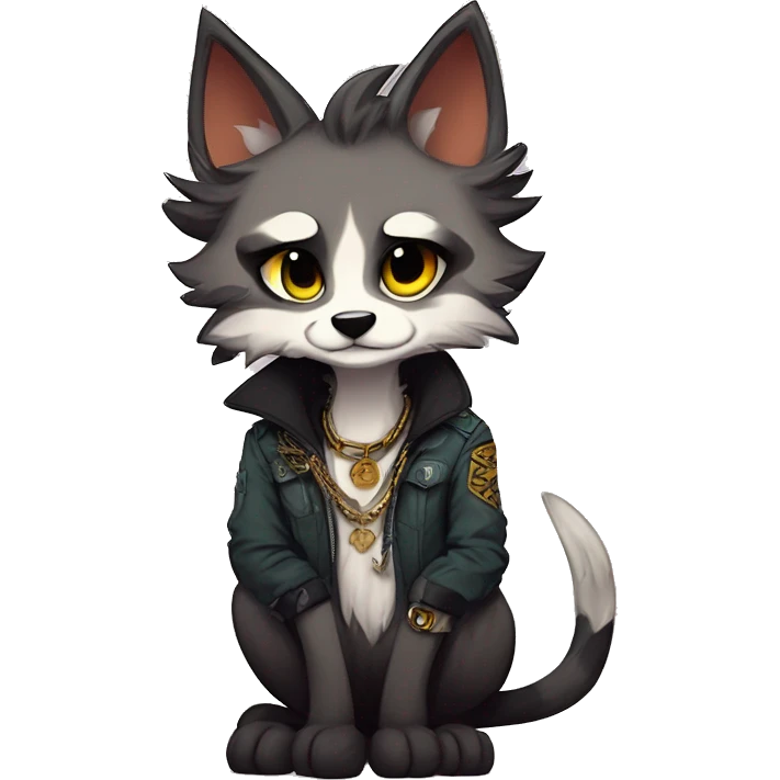 cool edgy animal fursona by griffsnuff & LiLaiRa & Falvie with badass colors and a collar full body emoji