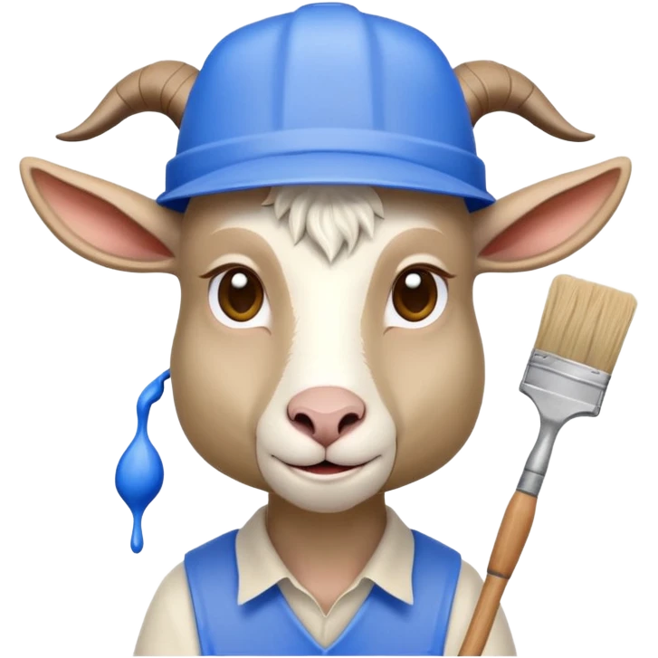 A goat whose horns are draining paint - he is a decorator emoji
