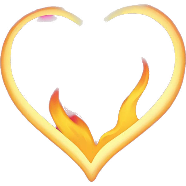 light pink heart with fire on it, which is bright pink emoji