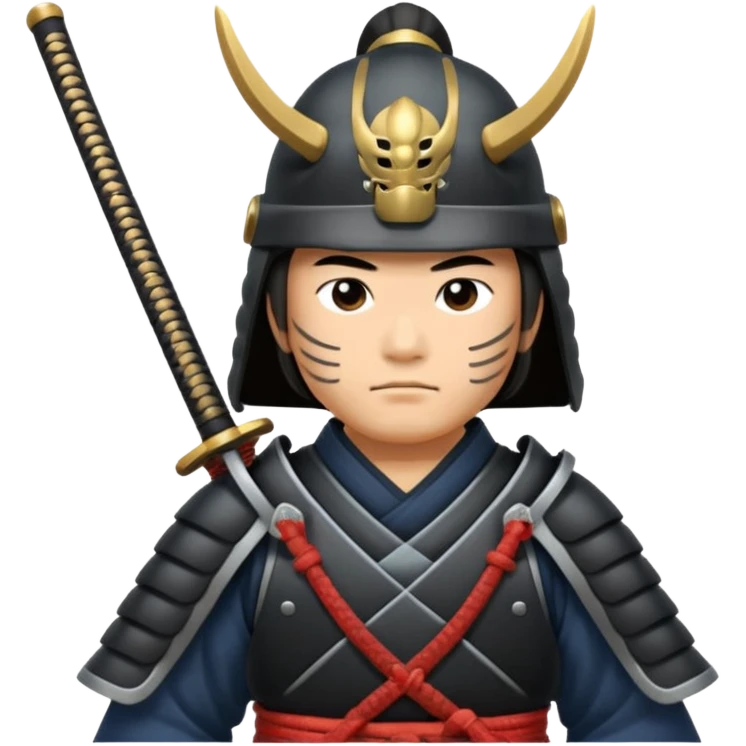 samurai lord, Armored noble with katana at side, kabuto helmet, stern posture. emoji
