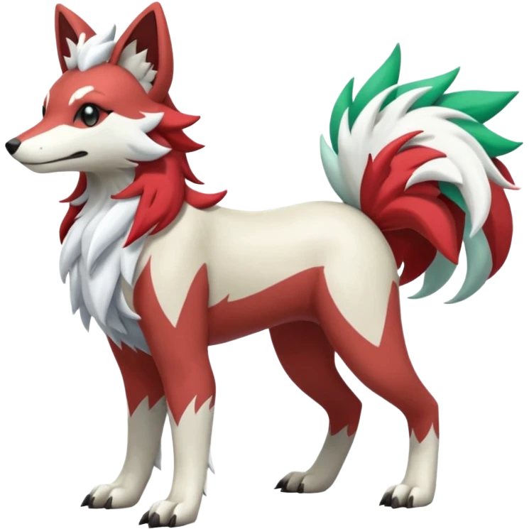 Shiny Iridescent Linoone-Amaura-Lycanroc-Poochyena-Shaymin-Fakémon-hybrid-creature (full body)  emoji