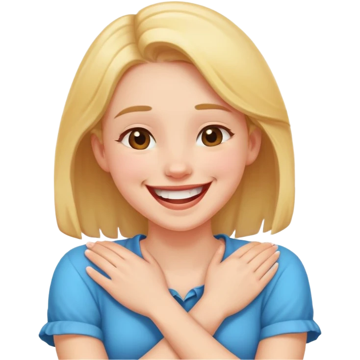 arms crossed over holding neck laughing girl emoji