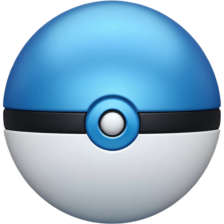 blue pokeball emoji, top half is a more saturated blue, bottom half is white, black stripe, with a metallic sheen emoji