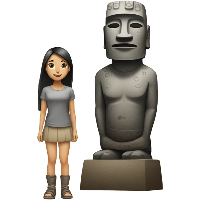 Asian girl in moai statue emoji