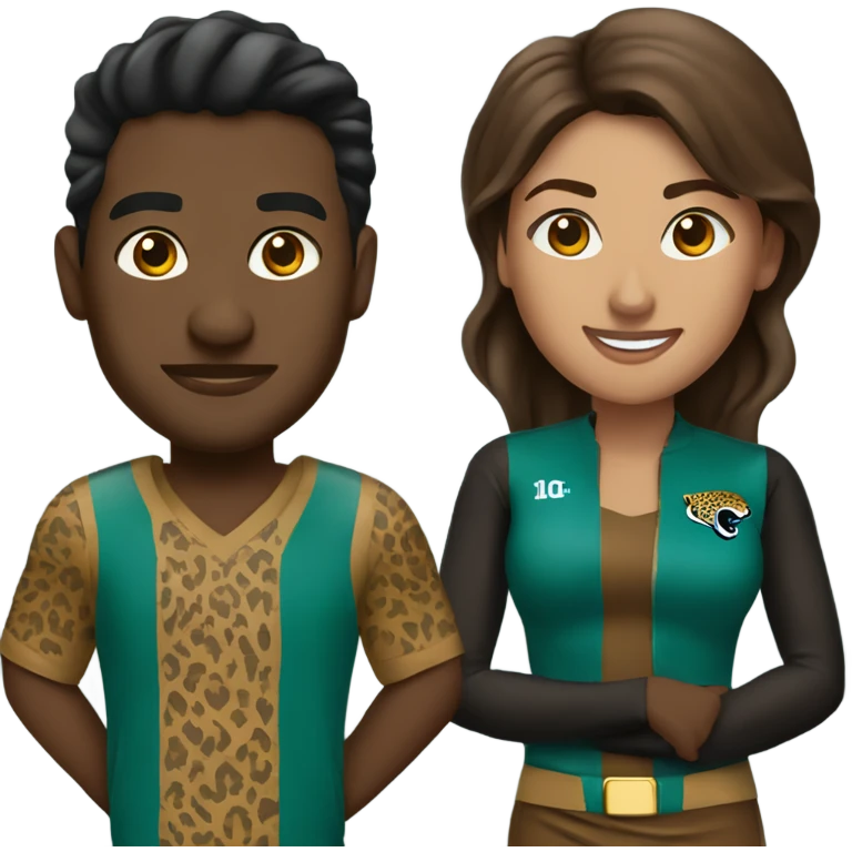 Brown men and woman in Jacksonville Jaguar clothes emoji
