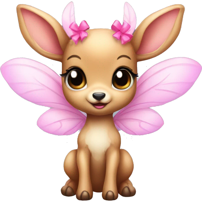 baby deer with fairy wings and a pink bow around its neck  emoji