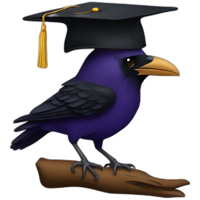 raven with a mortarboard emoji