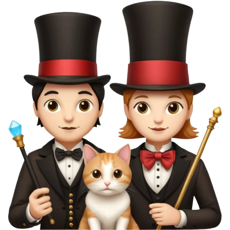 magician couple and their pet cat emoji