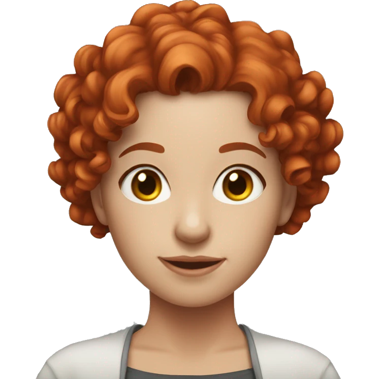 girl, 27-28 years old, with red curly hair, fair skin, waist-length, works in the event industry emoji