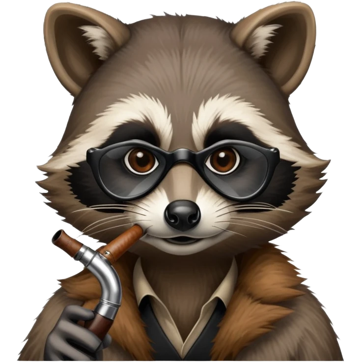 Нарисуй енота, который курит трубку emoji