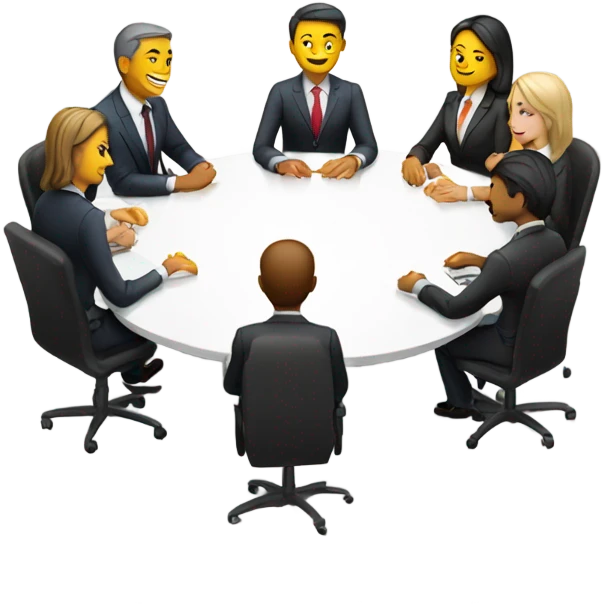 business people sitting at a round table  side view emoji