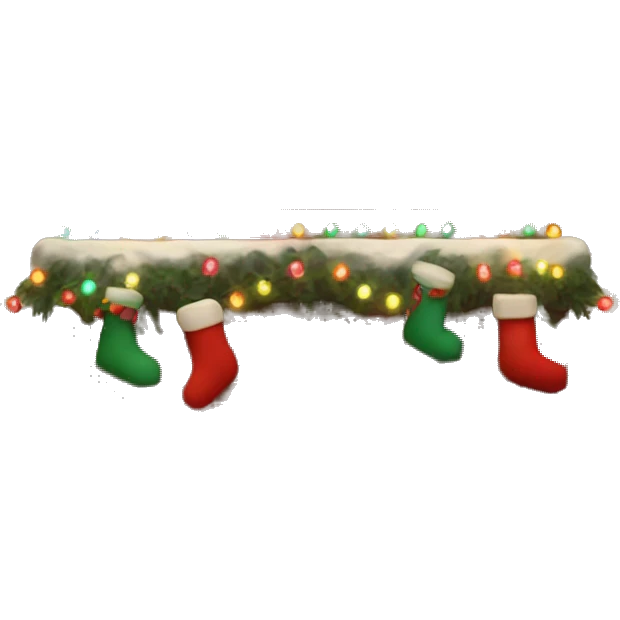 Brick Fireplace with and Christmas lights and stockings emoji