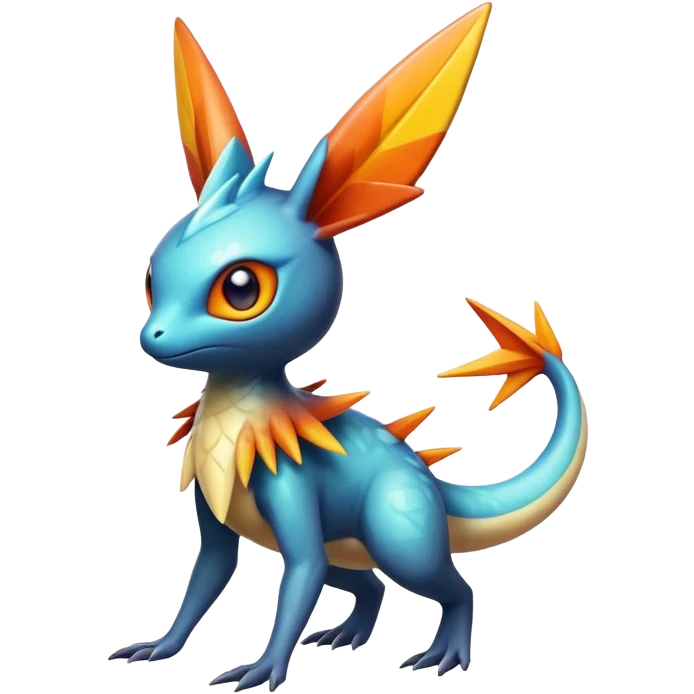 Colorful Shiny Exotic Victini-Salandit-Aurorus-Fakémon-hybrid-creature (full body)  emoji