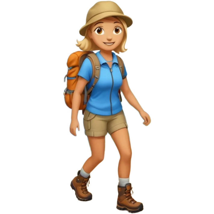 woman hiking in the woods in the sunshine emoji