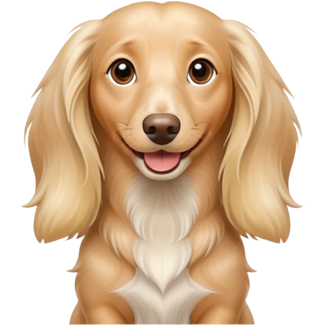 long hair cream Dachshund dog saying hi emoji