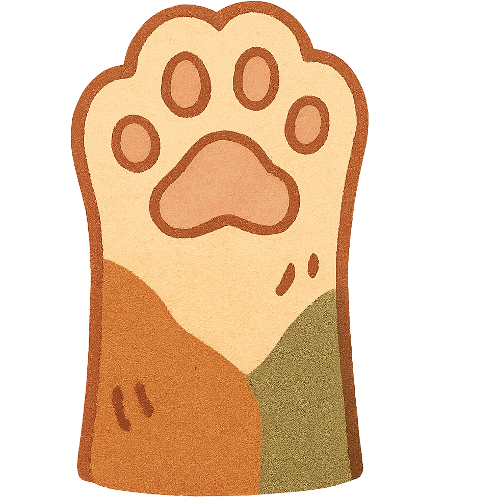 cat paw, flat warm colors style, simple and modern emoji