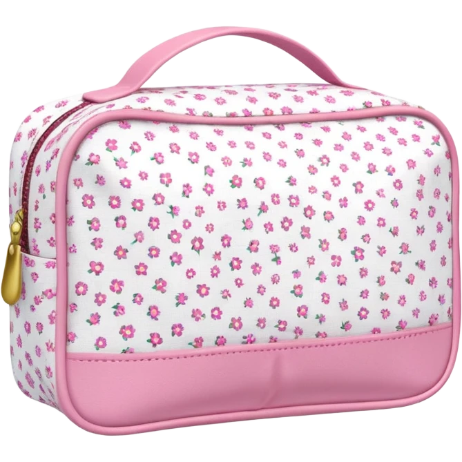 Toiletry bag with a pattern of little flowers pink emoji