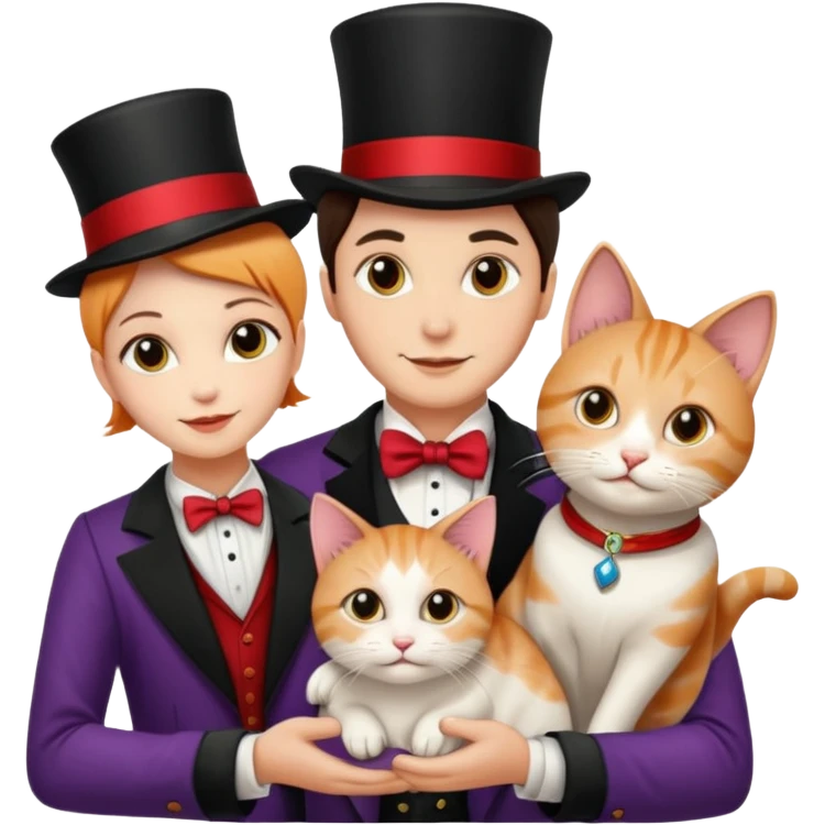 magician couple and their pet cat emoji