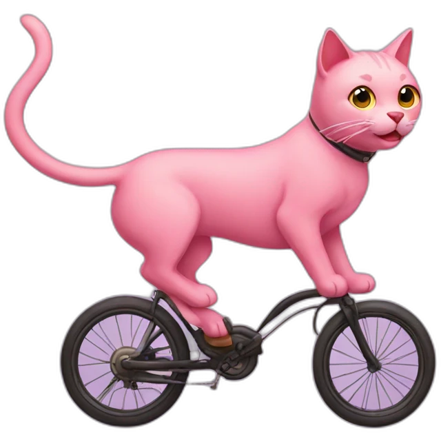 cat riding a pink dog emoji