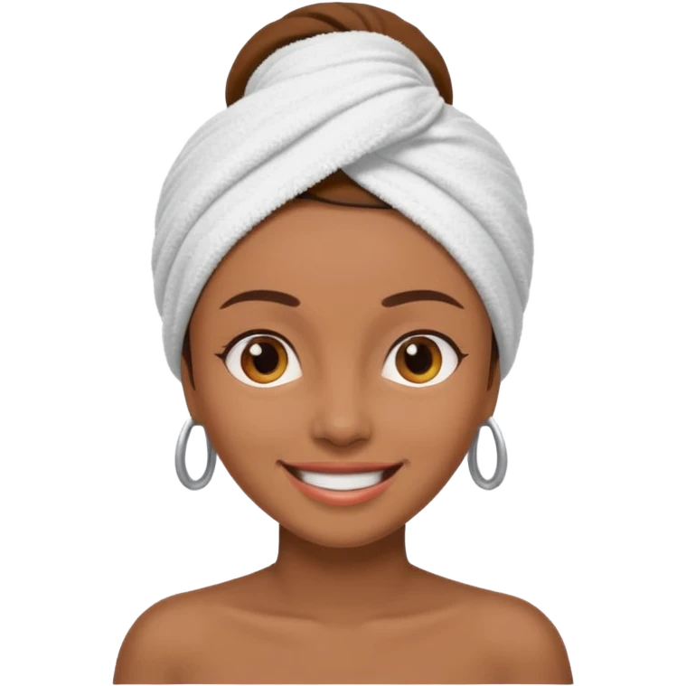 Mujer morena con en toalla en la cabeza emoji