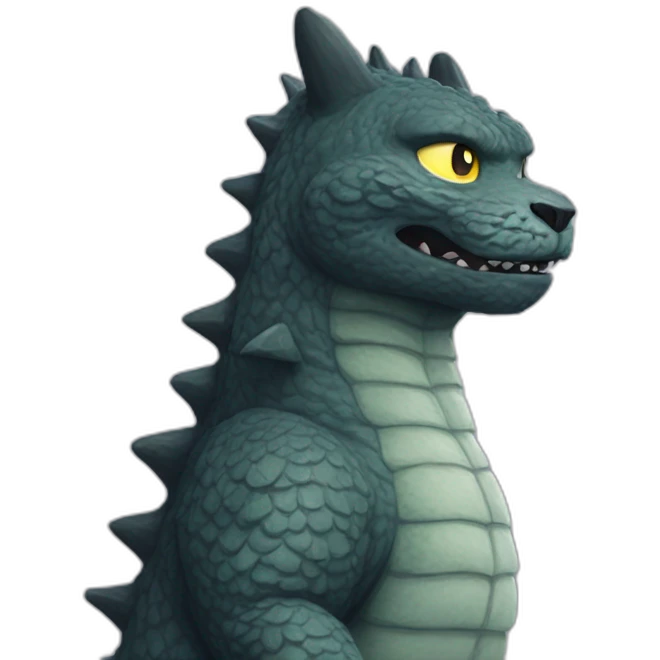 Godzilla look like cat emoji