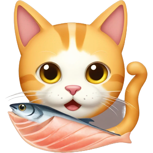 Cat eating tuna emoji