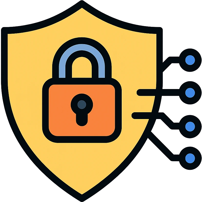 shield with a lock and subtle digital circuit lines, clean lines, professional, for an information and cybersecurity expert emoji