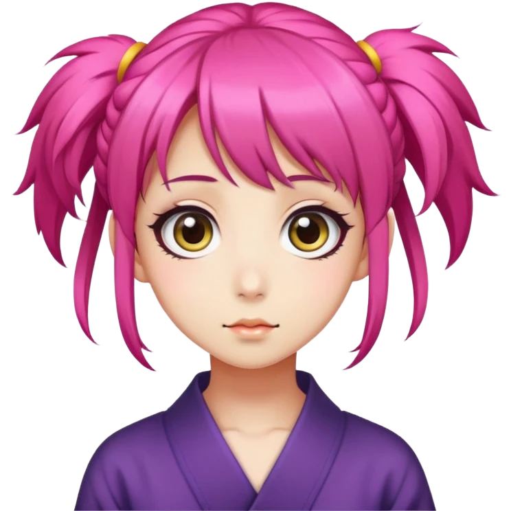 Japanese anime style character with big eyes and colorful hair emoji