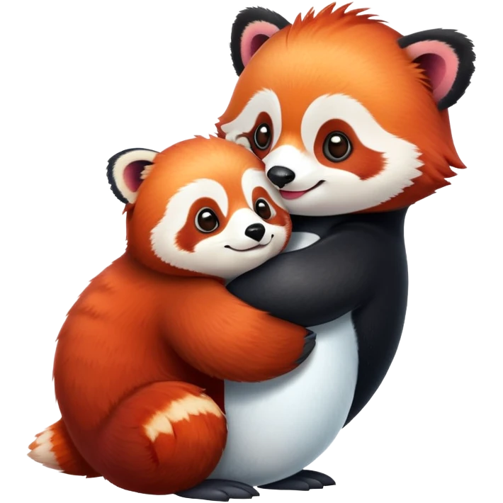 Red panda hugging a penguin  emoji