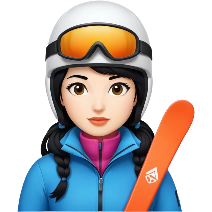 Ski woman black hair emoji