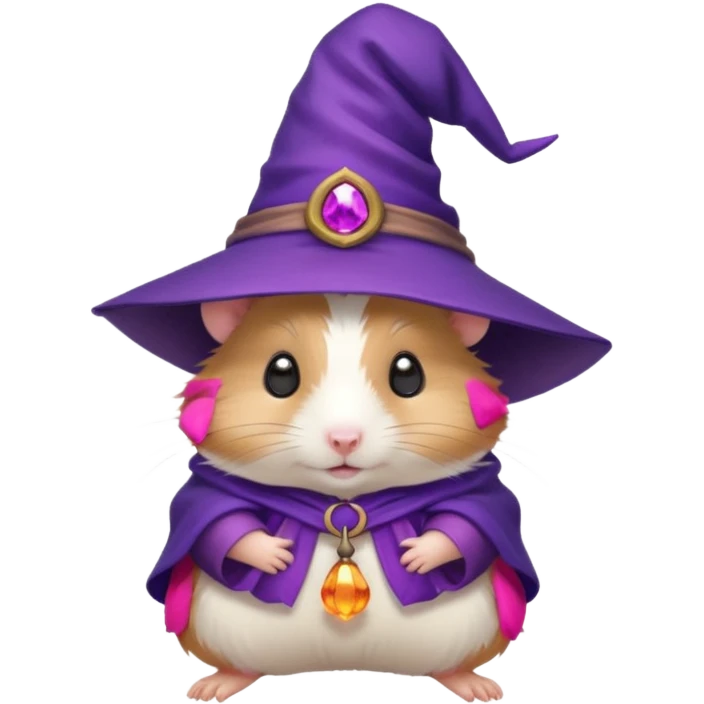 cute hamster wearing a small purple witch hat emoji