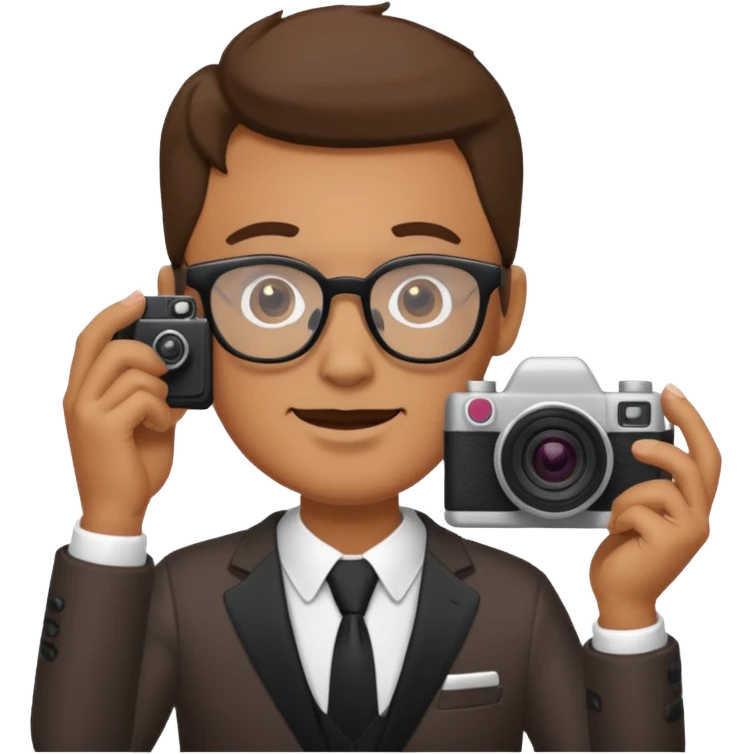 Hombre moreno con gafas haciendo fotos en una boda emoji
