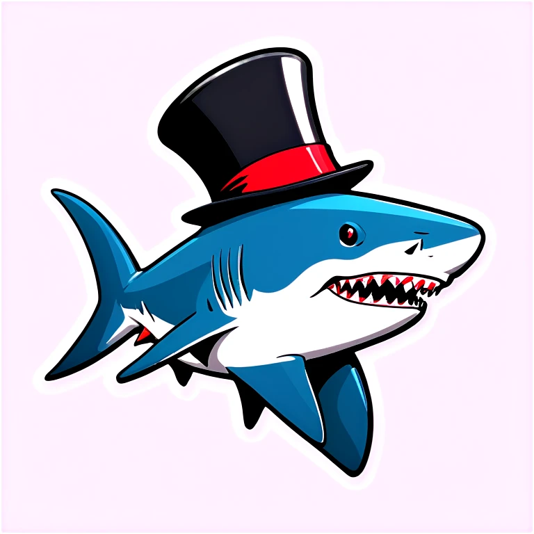 Shark with a top hat emoji