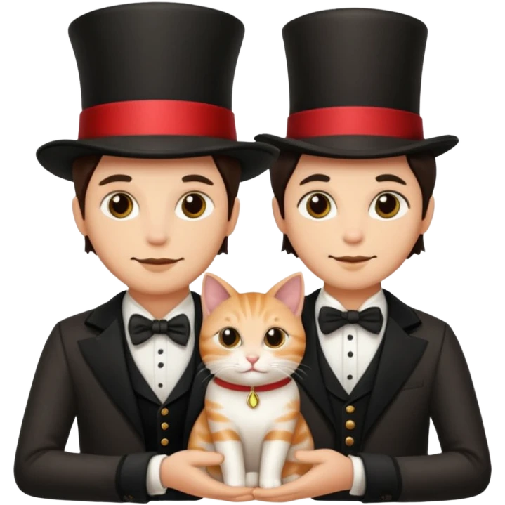 magician couple and their pet cat emoji