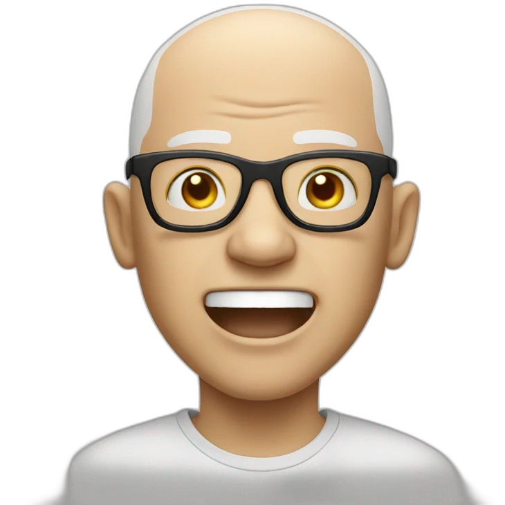 white bald man with glasses screaming emoji