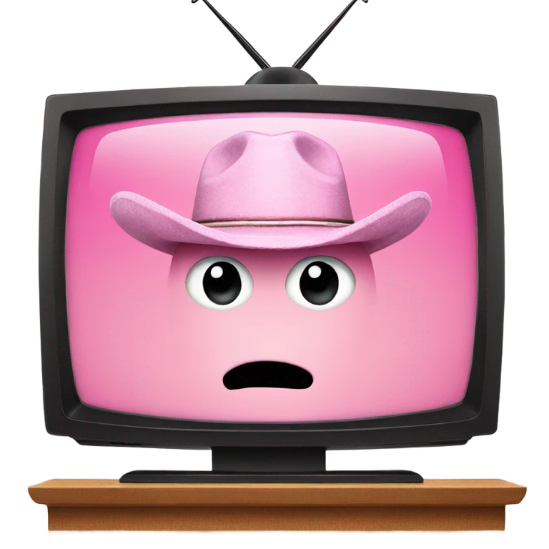 Tv with pink cowboy hat  emoji