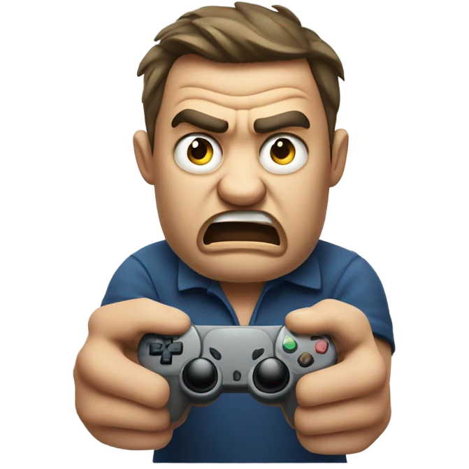 person raging at a video game emoji