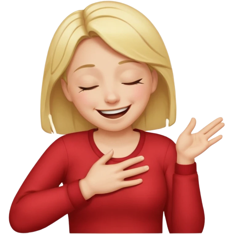 A person laughing with one hand pointing straight and one hand on his stomach with laughing tears in his eyes and closed eyes and straight pointing hand straight emoji