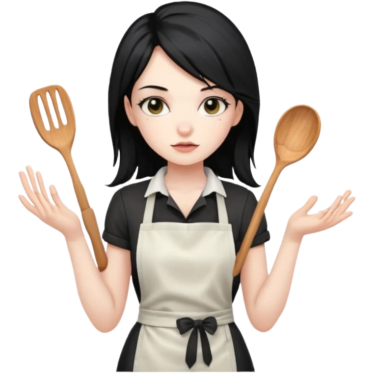 Long black haired Punk girl wearing an cooking apron  emoji