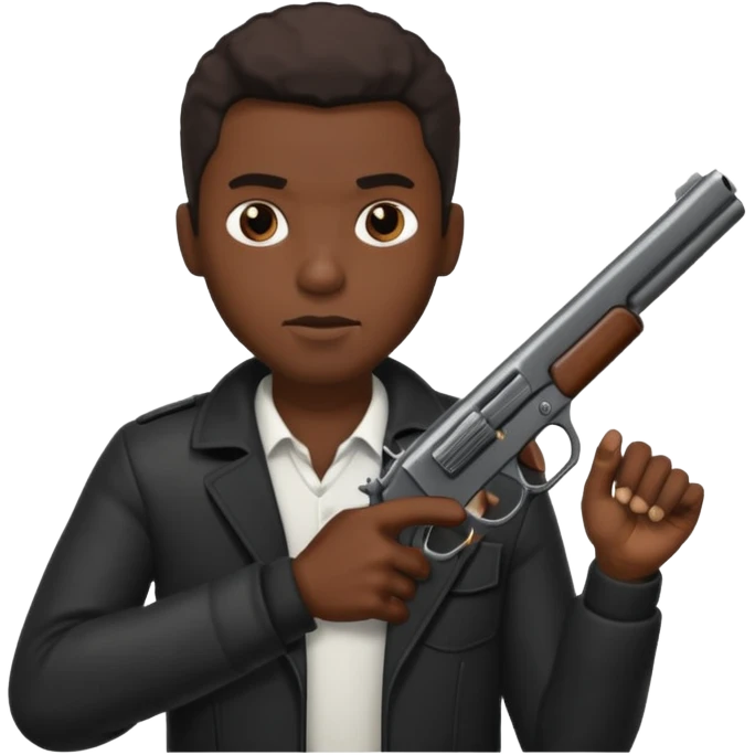 black thug with gun emoji