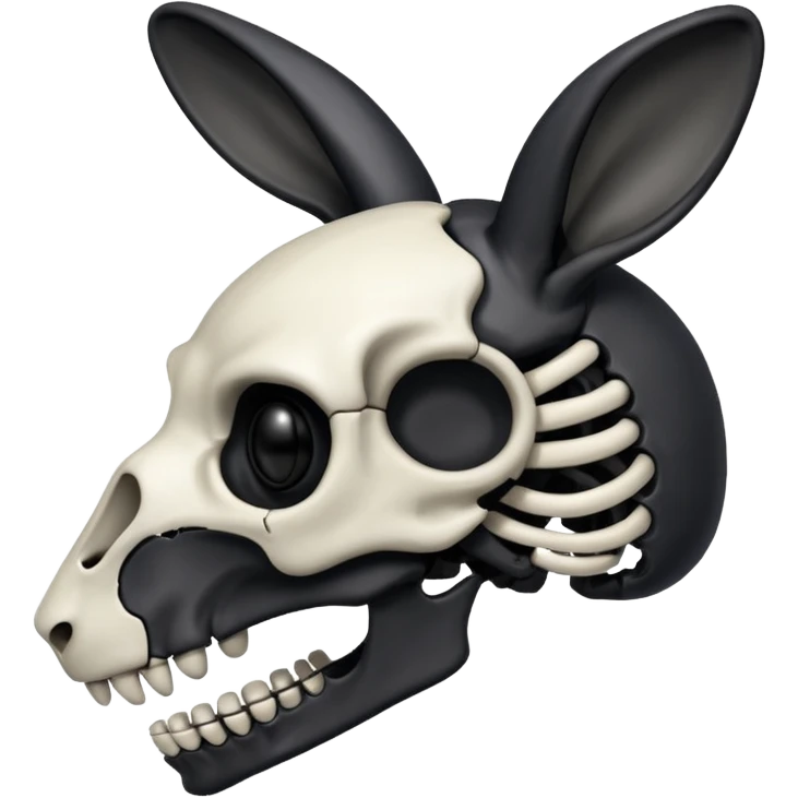 Tête de lapin squelette noire de profil avec des G à la place des yeux  emoji