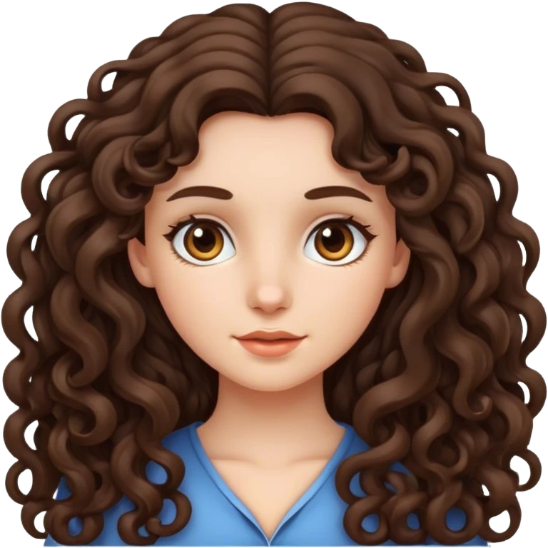 brunette girl with long curly hair emoji