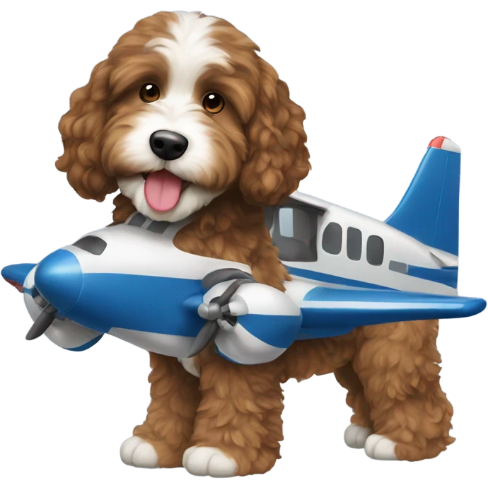 Bernedoodle in airplane emoji