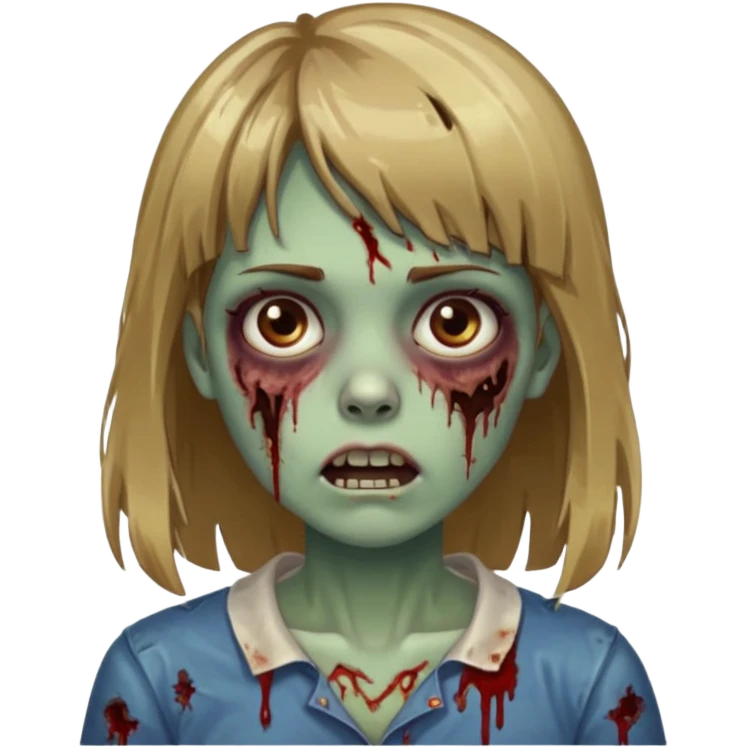 faça uma garota zumbi de cabelo castanho com mechas loiras e com franja emoji