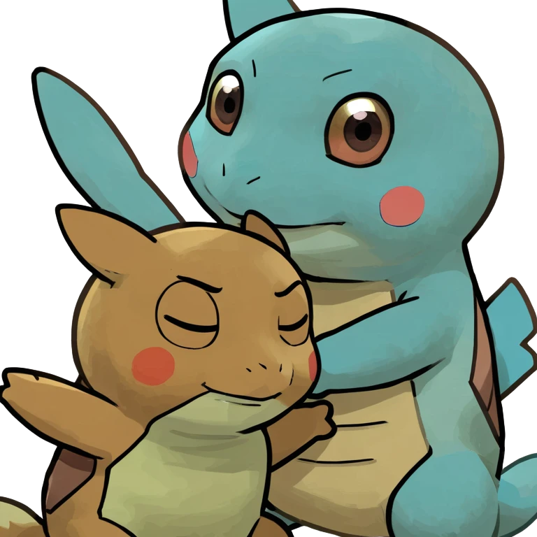 Squirtle hugging Eevee  emoji