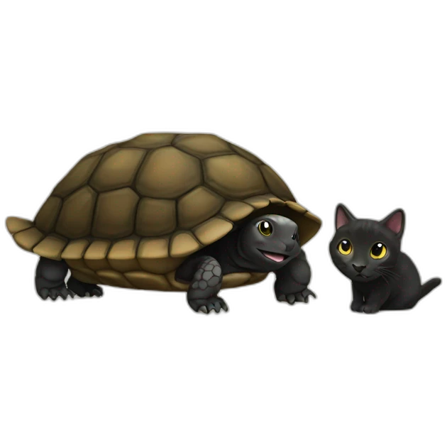 tortoise black cat emoji