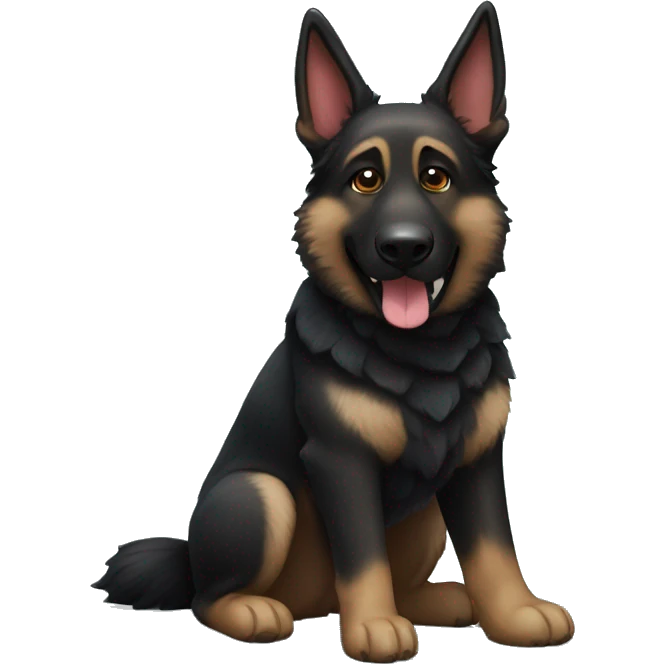 dark brindle colored german shepherd with a panda toy in its mouth emoji