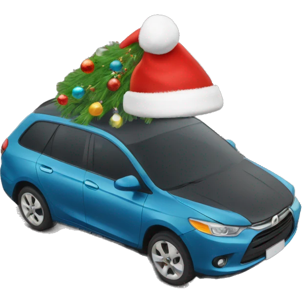 Car with Christmas hat  emoji
