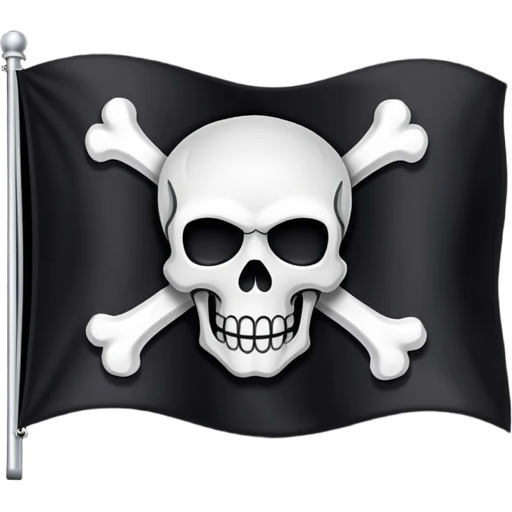 simple pirate flag with skull on black background emoji